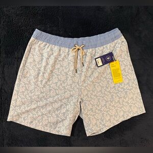 Fair Harbor Coral Print Shorts in Light Blue and White